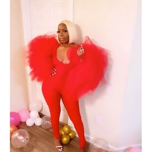 Custom One Piece Jumpsuit With Puff Arms